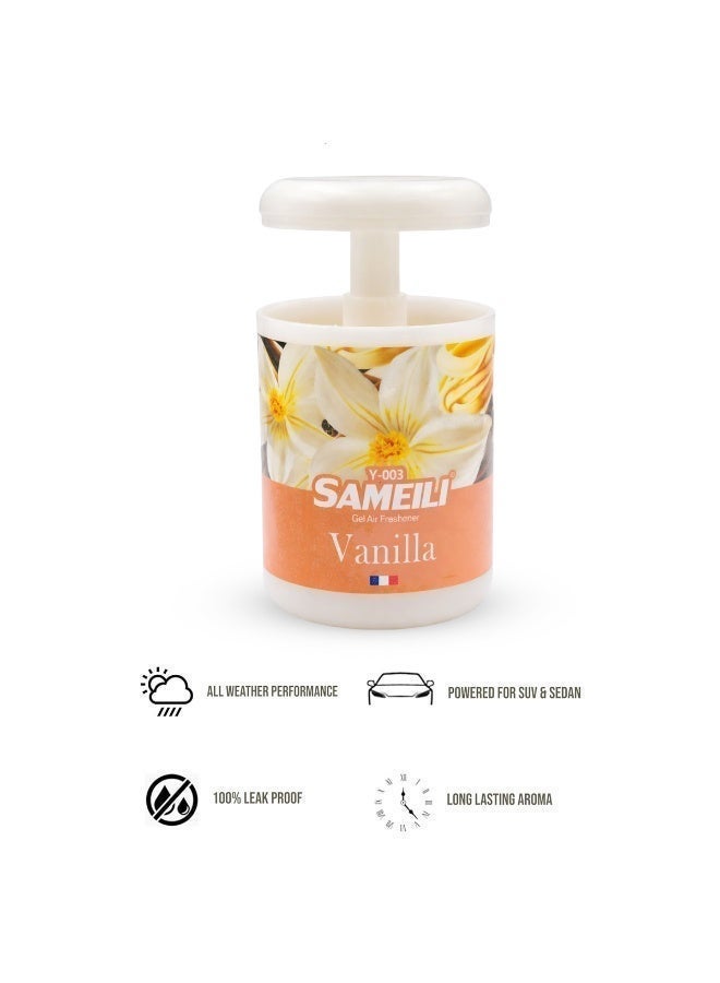 ساميلي معطر جو جل برائحة الفانيليا للسيارة - رائحة تدوم طويلاً، تصميم مانع للتسرب، للاستخدام في حامل الأكواب أو لوحة القيادة، رائحة فانيليا منعشة لسيارات الدفع الرباعي والسيدان Y-003 - Image 3